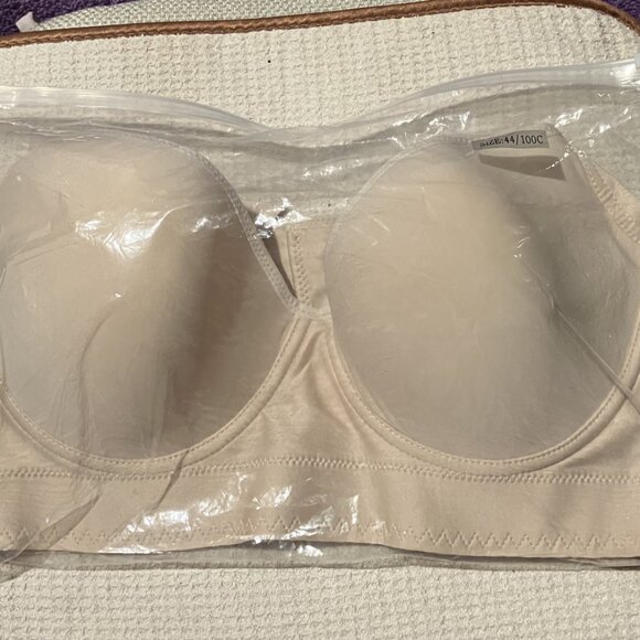 NWT 2 BESMISEEA Deep Cup BRAS Hide Back Fat w/SHAPEWARE inc. NUDE/BLACK SZ 44C - Picture 3 of 8